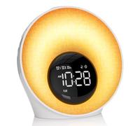 AUYLE Réveil Lumineux Simulateur d'Aube, Reveil Matin avec 7 Sonneries | 30 Sons Naturels, Lampe de Chevet 20 Niveaux de Luminosité, Snooze, Minuteur, 13 Couleurs, Pour Enfant/Adulte