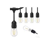 AV-713-10 Guirlande Etanche 10m + 3m Extra Cable +15x Ampoules Décoratives S14-E27-2W 2700K