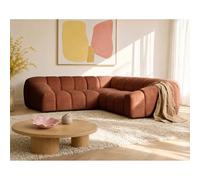 Ava - Canapé d'angle L 5 places en velours texturé - Terracotta