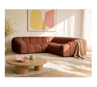 Ava - Canapé d'angle L 5 places en velours texturé - Terracotta