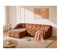 Ava - Canapé d'angle réversible 4 places en velours texturé - Terracotta