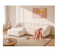 Bestmobilier - Ava - Canapé d'angle réversible 4 Places en Velours texturé, Beige