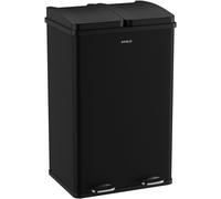 Avalo Poubelle de tri 60 litres - Inox noir - 2 compartiments - Respectueux de l'environnement, Hygiénique & Sans empreintes digitales - Poubelle à pédale