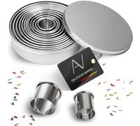 AVANA Lot de 12 emporte-pièces ronds en acier inoxydable | rondelles, biscuits, cookies, biscuits, emporte-pièces avec boîte de rangement
