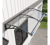 Avant-toit de 100x200 cm, en polycarbonate transparent, pour porte d'entrée et terrasse