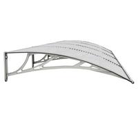 Avant-toit pour porte d'entrée, avant-toit en pente avec cadre en aluminium et polycarbonate, fixation murale, résistant aux intempéries, pour usage extérieur, couleur gris et blanc, dimensions 350 x