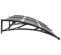 Avant-toit pour porte d'entrée, modèle à toit plat avec cadre en aluminium et polycarbonate, fixation murale, résistant aux intempéries, pour usage extérieur, couleur marron et noir, dimensions 120 x 