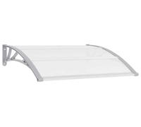 Avant-toit pour porte d'entrée, type toit à une pente, avec cadre en aluminium et polycarbonate, fixation murale, résistant aux intempéries, pour usage extérieur, couleur gris et transparent, dimensio