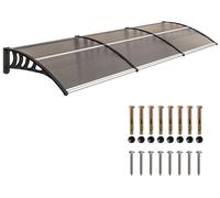 Avant-toit - Toiture d'entrée - Toit en polycarbonate - Structure en aluminium - Protection contre la pluie et les rayons UV - Couleur chocolat