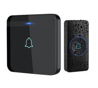 AVANTEK Sonnette sans Fil, 1 Carillon & 1 Bouton, IP55, Portée 400 m, Noir | 52 Mélodies et Carillon Enfichable pour une Installation à la Maison ou au Bureau