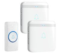 AVANTEK Sonnette sans Fil, 2 Carillon & 1 Bouton, IP55, Portée 400 m, Blanc | 52 Mélodies et Carillon Enfichable pour une Installation à la Maison ou au Bureau