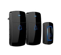 AVANTEK Sonnette sans Fil Exterieur, 2 Carillon & 1 Bouton, IP55, Portée 400 m, Noir