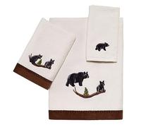 Avanti Linens - Lot de 3 Serviettes, Serviettes en Coton Douces et absorbantes (Collection Bear Lodge, Ivoire)