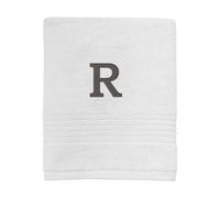 Avanti Linens Serviette de Toilette brodée Monogramme, 100% Coton, R, Blanc/Gris, R