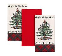 Avanti Linens Spode - Lot de 3 torchons de Cuisine, en Coton Doux et Absorbant, décoration de Salle de Bain, décoration de Salle de Bain, Arbre de Noël, Collection Tartan