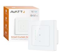 AVATTO Interrupteur de volet roulant Wi-Fi avec fonction pourcentage, 55 x 55 mm, interrupteur de volet roulant, compatible avec la commande vocale Alexa/Google et la télécommande Smart Life