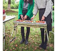 Avec support, barbecue au charbon de bois en acier inoxydable, pliable et portable, adapté aux barbecues en plein air de 5 à 10 personnes, chariot de barbecue au charbon de bois barbecue au charbon de