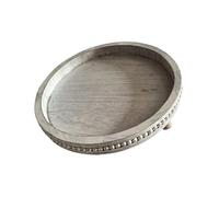 Avejjbaey Plateau rond en bois fait à la main, assiette de service décorative vieillie pour Table basse, salle à manger, décoration de maison, plateau de rangement élégant