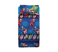 Avengers Disney Parure de lit 100% Coton carré et Demi - Drap-Housse - Bleu Marine - Disney