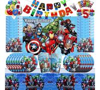 Avengers Marvel décorations de fête thème super-héros Kit de vaisselle ballon déco joyeux anniversaire bannière fournitures pour garçons cadeaux Blowouts 6pcs