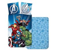 Avengers Parure Lit 3 Pièces 140x200 + Taie 65x65 + Drap 90x190 Hulk Thor