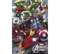 Avengers Poster The Marvel Comics (61cm x 91,5cm) + 2 tringles Noires avec Suspension