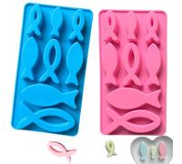 AVENORI Moule à Poisson en Silicone,2 pièces Moule Poisson en Silicone pour Chocolat avec 8 Grilles,3D Moule de Coulée de Silicones Communion pour Chocolat Glace Savon Bougie Décoration