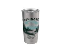 Aventure en Plein Air : Pins et Brume de Washington Gobelet isotherme en acier inoxydable double paroi