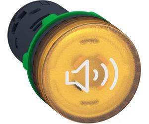Avertisseur sonore Schneider Electric, Harmony XB5, plastique, lumineux, jaune, 22 mm, 90 dB, 120 V CA XB5KS2G8