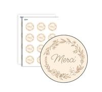 AVERY - 140 Etiquettes Merci Rondes Autocollantes - Ø 35 mm - Papier Recy ouronne de Fleurs - 4 Planches A4 de Stickers Remerciements pour Mariage, Artisanat et Fêtes
