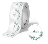 Avery - 500 étiquettes Merci Rondes Autocollantes - Ø 35 mm - Papier Recy ucalyptus - 1 rouleau de 500 Stickers Remerciements pour Mariage, Artisanat et Fêtes
