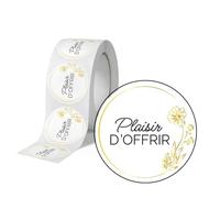 Avery - 500 Etiquettes Plaisir d'Offir Rondes Autocollantes en rouleau - 35 mm - Plaisir d'Offrir - 1 rouleau de 500 Stickers pour fleuriste, entrepreneurs, smallbusiness.