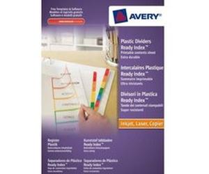 Avery - 5260501 - 1 jeu intercalaires polypro perforées blanc touches assorties readyindex (sommaire personnalisable). a4. impre G
