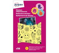 Autocollants réfléchissants AVERY « Visages » argentés, 56 autocollants répartis sur 2 feuilles