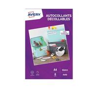 Avery Autocollants - Papier - adhésif amovible - blanc - A4 (210 x 297 mm) 8 unités (8 feuille(s) x 1 étiquettes