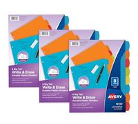 Avery Big Tab 21210 Lot de 3 intercalaires en plastique durable pour écrire et effacer 8 onglets Multicolore