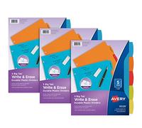 AVERY Big Tab 21212 Lot de 3 intercalaires en plastique durable pour écrire et effacer Multicolore