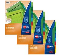 Avery Big Tab 71901 Lot de 3 intercalaires insérables en plastique, 8 onglets