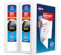 Avery Classeur robuste à 3 anneaux, anneaux inclinés One Touch de 7,6 cm, peut contenir du papier de 21,6 x 27,9 cm, 2 classeurs blancs (79791)