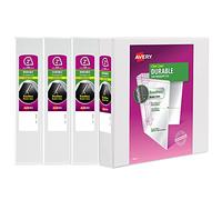 Avery Durable Clear View 79925 Lot de 4 classeurs à 3 anneaux, anneaux EZD de 5,1 cm, blanc