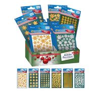 Avery España 52937 Assortiment de mini étoiles adhésives brillantes de Noël, 6 références, total 60 autocollants
