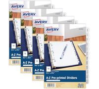 Avery Intercalaires A-Z, ensembles de 12 onglets, 21,6 x 14,9 cm, 4 ensembles d'intercalaires pour classeur (43131)