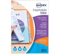 Avery intercalaires classeur A4 plastique avec double pochette plastique transparente, 8 onglets personnalisables imprimables, format A4 maxi pour documents sous pochette perforée