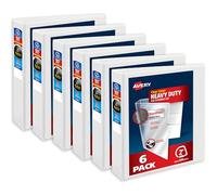 Avery Lot de 6 classeurs robustes à 3 anneaux, anneaux inclinés One Touch de 5,1 cm, DuraHinge, tranche de 7,1 cm de large, couverture transparente et tranche personnalisables, classeurs blancs