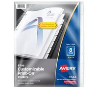 Avery Print-on Intercalaires, blancs, 8 onglets, 5 jeux (11552)