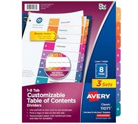 Avery Ready Index Table des matières Intercalaires 3 Sets 8 tabs