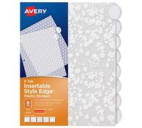 Avery Style Edge 11291 Lot de 24 intercalaires insérables en plastique, 8 onglets, motifs tendance assortis