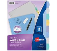 Avery Translucide durable Write-On Intercalaires en plastique, 8-tab Lot (16171)