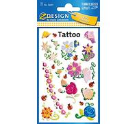 Avery Zweckform 56691 Lot de 20 tatouages temporaires testés sous contrôle dermatologique pour enfants Motif fleurs