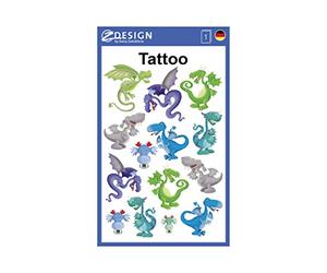 AVERY Zweckform 56751 Lot de 14 tatouages temporaires pour enfants (tatouages temporaires dragon, tatouages pour enfants, tatouages imperméables, autocollants pour anniversaire d'enfant, petit cadeau,